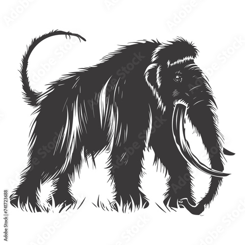 silhouette mammoth the ancient mythical prehistoric creatures black color only