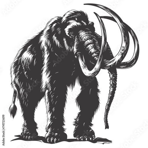 silhouette mammoth the ancient mythical prehistoric creatures black color only
