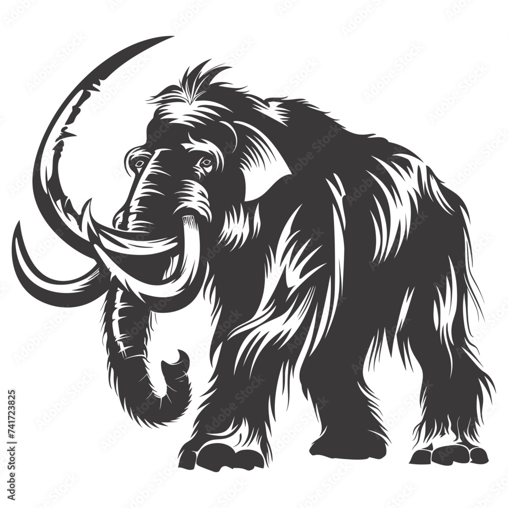 Fototapeta premium silhouette mammoth the ancient mythical prehistoric creatures black color only