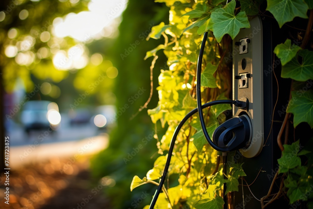 custom made wallpaper toronto digitalEco-friendly charging station in serene natural setting surrounded by lush greenery