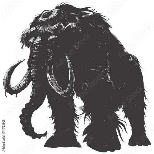 silhouette mammoth the ancient mythical prehistoric creatures black color only