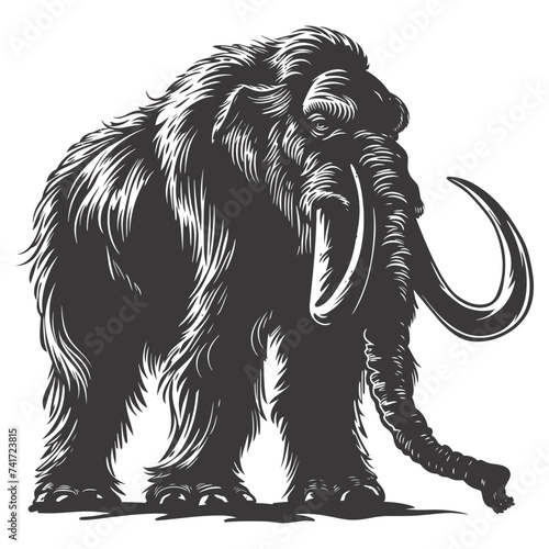 silhouette mammoth the ancient mythical prehistoric creatures black color only
