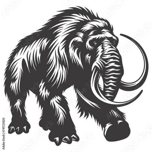 silhouette mammoth the ancient mythical prehistoric creatures black color only