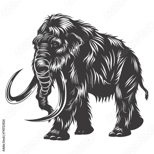 silhouette mammoth the ancient mythical prehistoric creatures black color only