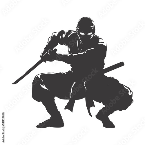 silhouette ninja assassin black color only full body