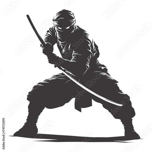 silhouette ninja assassin black color only full body