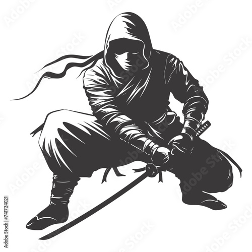 silhouette ninja assassin black color only full body