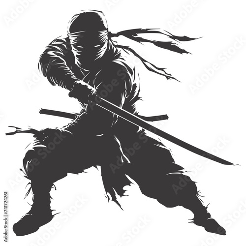 silhouette ninja assassin black color only full body
