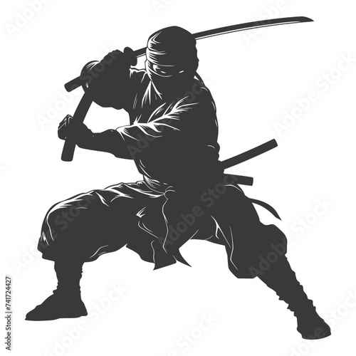 silhouette ninja black color only full body