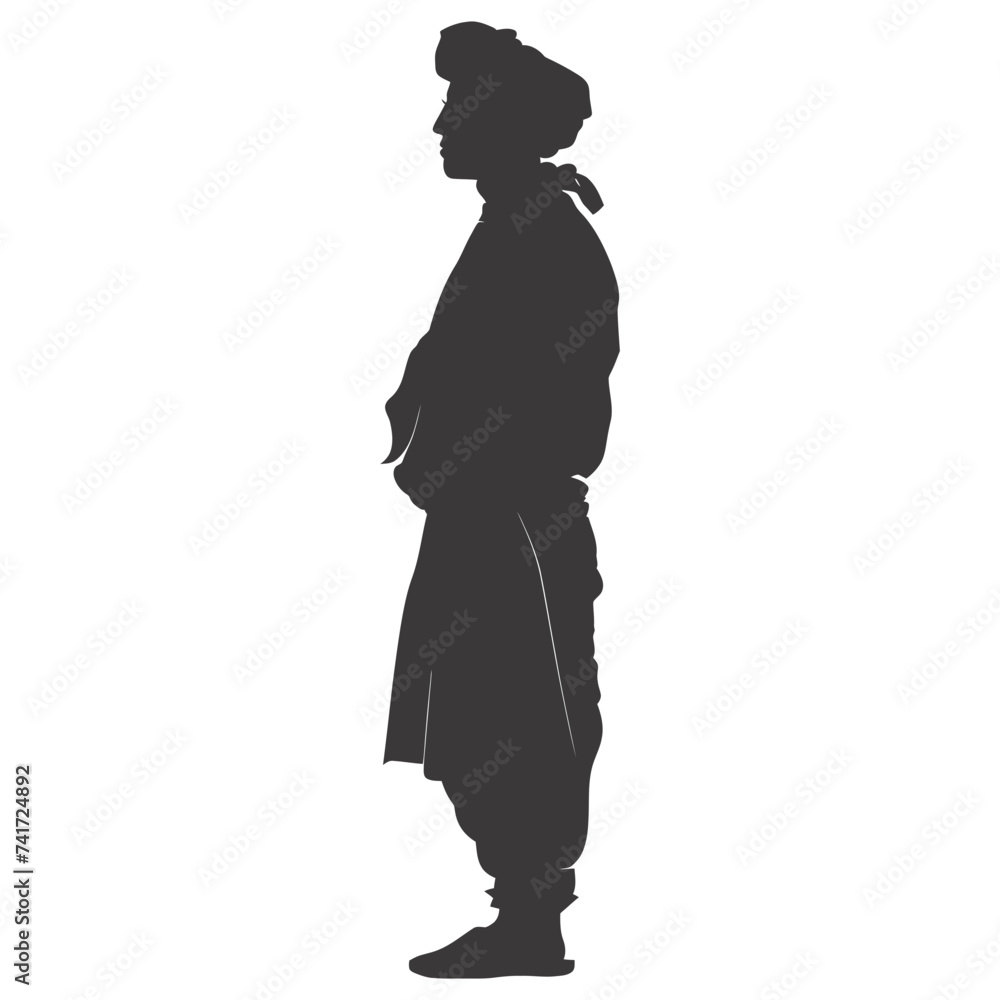 silhouette of an arabian person wearing a turban black color only