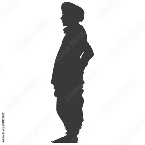 silhouette of an arabian person wearing a turban black color only