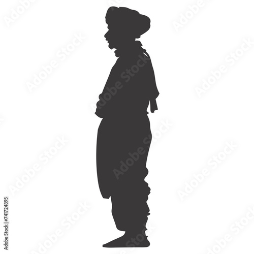 silhouette of an arabian person wearing a turban black color only