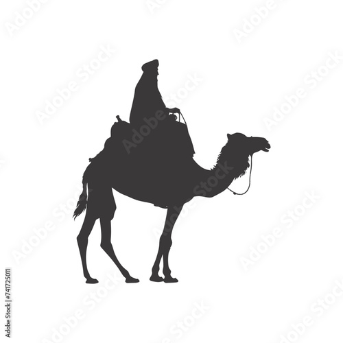 silhouette of an arabian person wearing a turban black color only