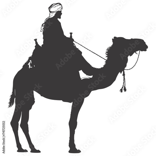 silhouette of an arabian person wearing a turban black color only