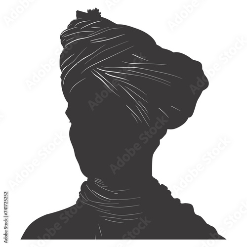 silhouette of an arabian person wearing a turban black color only