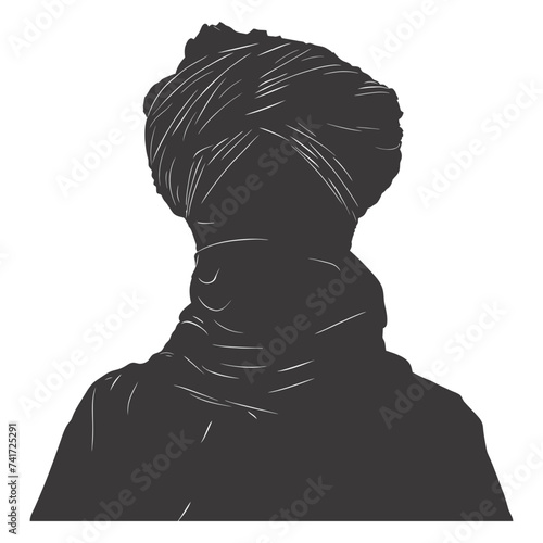 silhouette of an arabian person wearing a turban black color only