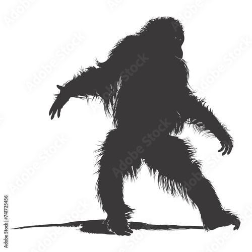 silhouette orang utan animal full body black color only