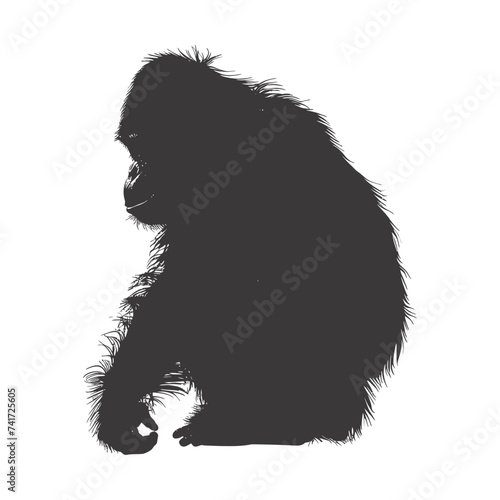 silhouette orang utan animal full body black color only