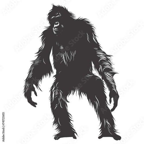 silhouette orang utan animal full body black color only