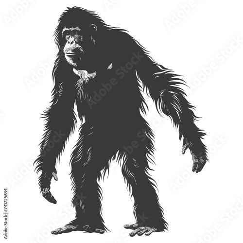 silhouette orang utan animal full body black color only