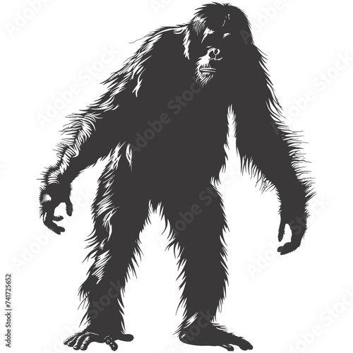 silhouette orang utan animal full body black color only