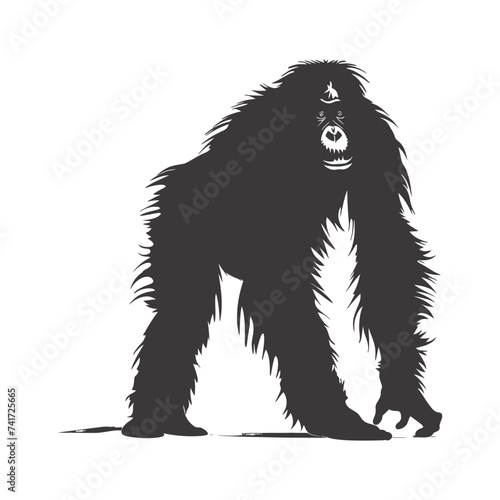 silhouette orang utan animal full body black color only