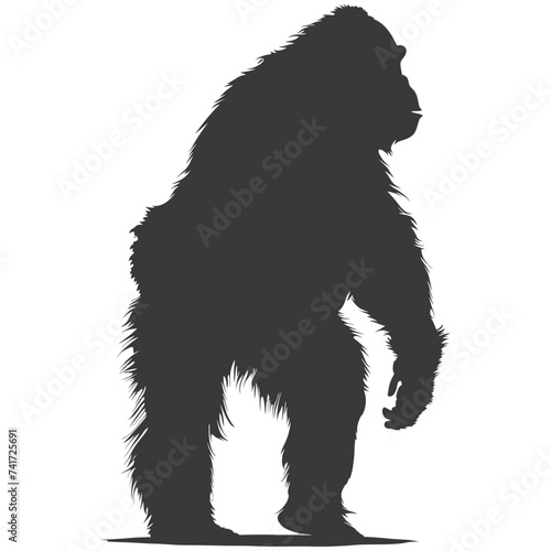 silhouette orang utan animal full body black color only