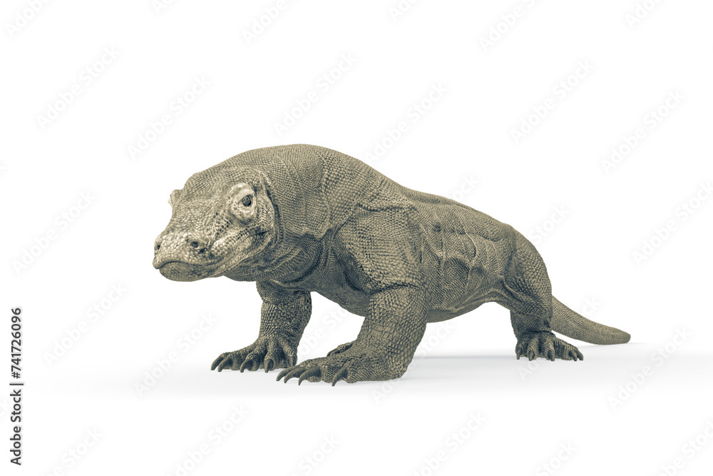 komodo dragon is looking for food in white background