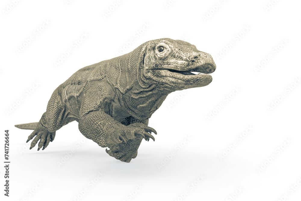 Obraz premium komodo dragon is running for food in white background