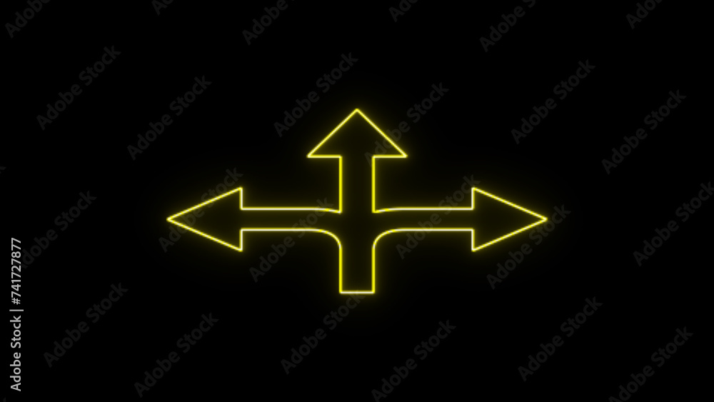 Glowing bright yellow shiny glass set of rounded arrow outline Glowing bright yellow shiny glass set of rounded arrow outline