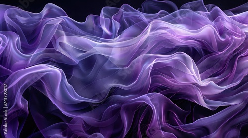 Captivating Amethyst Smoke Drifting Across a Midnight Black Background  Evoking Mystery and Sophistication.