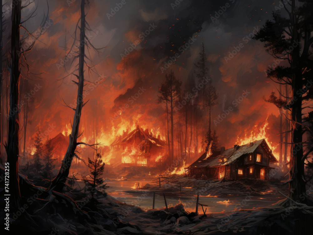 Fire Burning in a Forest Fire Burning in a Forest