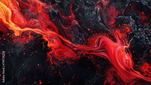 Crimson Whirlwind: Mesmerizing Red Smoke Swirls on a Velvety Black Background, Emanating Intensity and Passion.