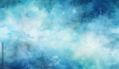 Blue and White Background With Stars and Clouds