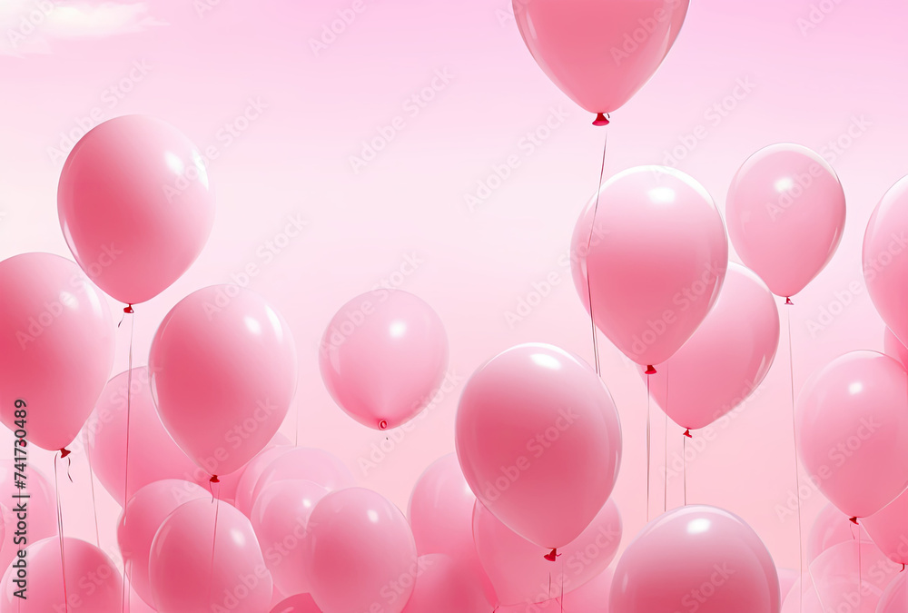 Pink Balloons Floating in the Air