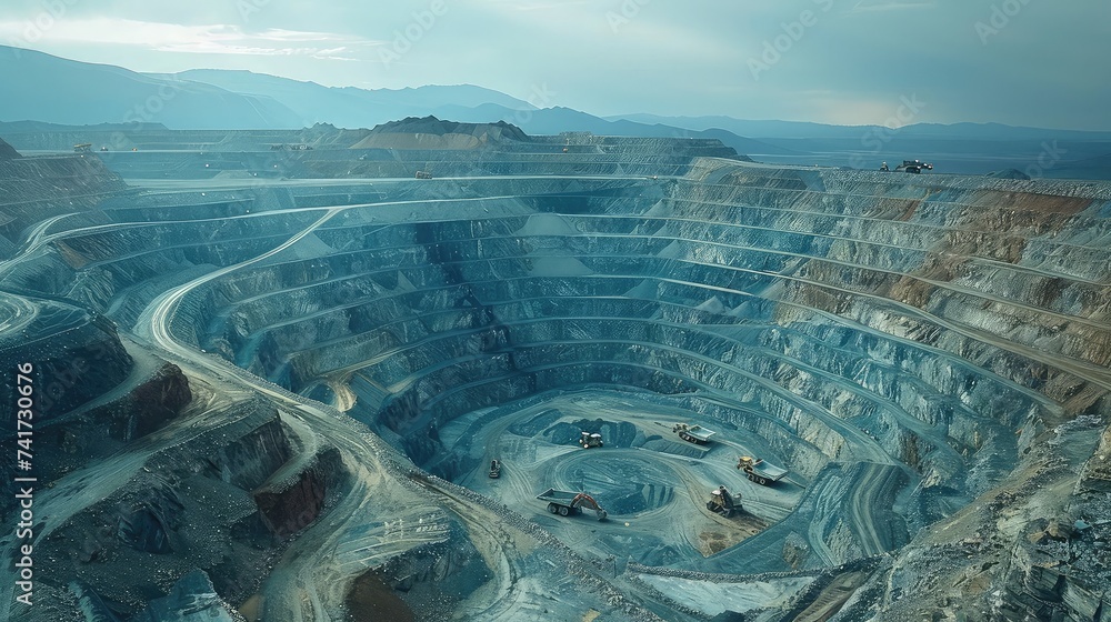 Immersive Exploration of Open-Pit Excavation, Unveiling Terraced Tiers and Vast Horizons.
