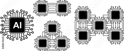 microprocessor with central processing units with multiple processors connecting with lines