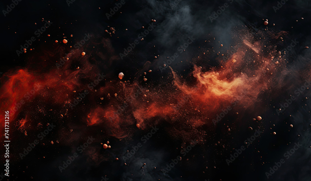 Fototapeta premium Black Background With Red and Orange Smoke