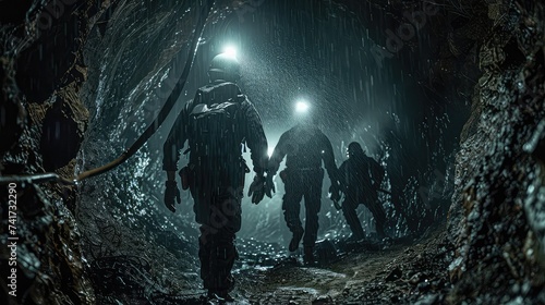 Illuminated Path: Traversing the Subterranean Labyrinth with Miner's Grit and Determination.