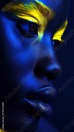 A hauntingly beautiful portrait of a woman, her human face shrouded in darkness, captured with masterful artistry © mendor