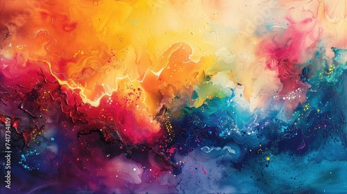 Energetic Watercolor Canvas  Exploring the Dynamic Spectrum of Colors. abstract background.