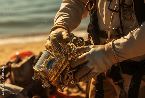 Diver Equipped with Advanced Underwater Technology