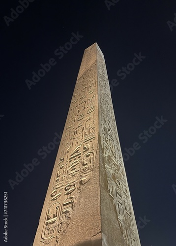 Obelisk at Luxor Temple at night
