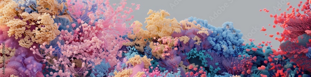 Ocean's bouquet intricate corals unfolding in a surreal display