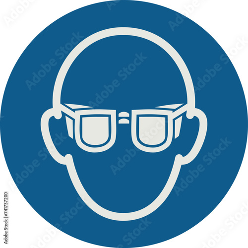 OBLIGATION SIGN PICTOGRAM, WEAR EYE PROTECTION ISO 7010 – M004, VECTOR