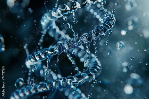 Water dna helix with water drops