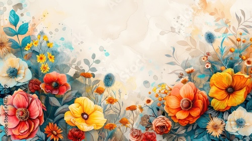 Personalized Floral Greetings: Share Your Thoughts Amidst Watercolor Blossoms.