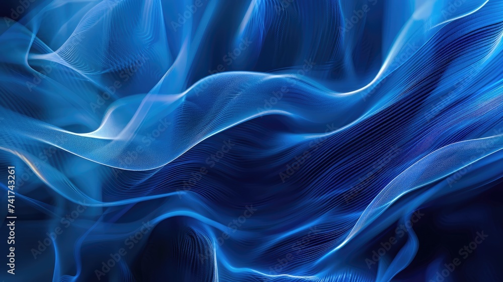 Obraz premium A vibrant blue abstract background with flowing wavy lines. Modern background