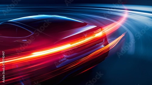 An abstract depiction of car lights in motion during dusk
