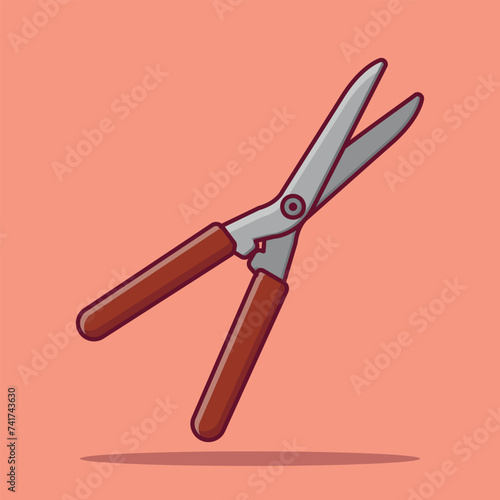 A cartoon vector icon illustration of Hedge Shears depicting agriculture's tools object icon concept
